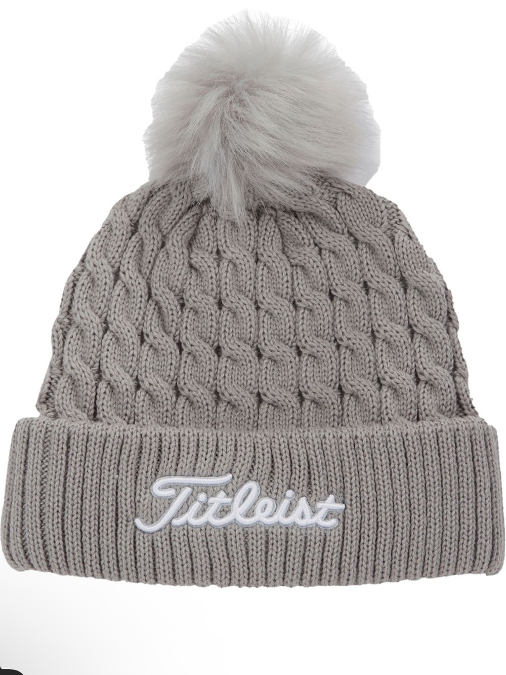 NWT Titleist women’s Light Gray Cable-Knit Pom Beanie $35
